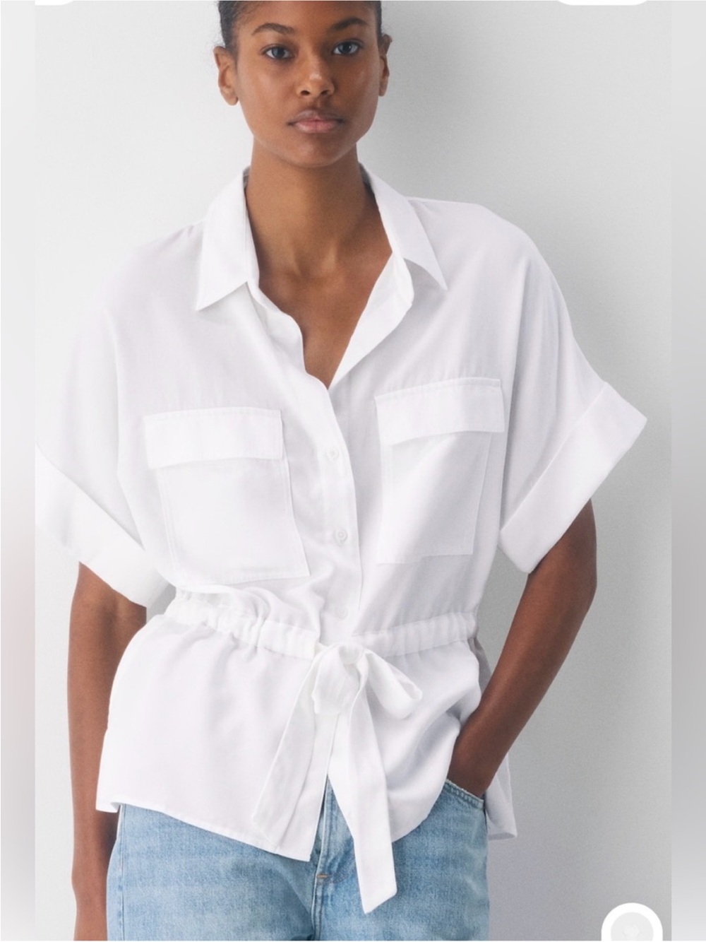 Aritzia Babaton Blue White Garner Shirt XS
